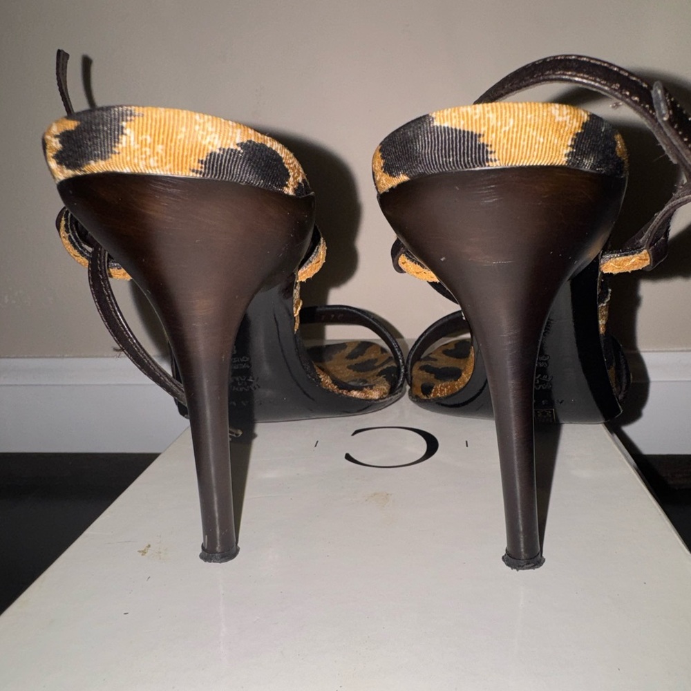 Casadei Leopard Print Sandals - Tan and Black - Picture 3 of 5